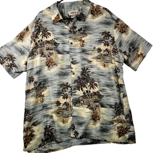 CAMPIA Moda Mens Hawaiian Aloha Shirt XXL Palm Tree Print Short Sleeve  - Picture 1 of 8