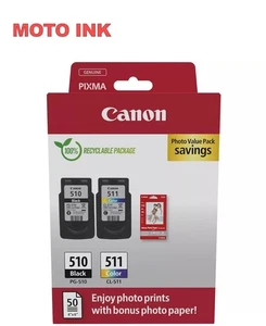 Canon PG-510 / CL-511 Genuine Ink Cartridges, Pack of 2 (1 x Black, 1 x Colour), - Picture 1 of 4