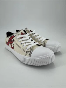 Atlanta Braves MLB Women's FOCO Cream Low Top Canvas Shoes - Size 8 - Picture 1 of 12