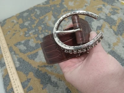 Cinturón de cuero marrón Brighton para damas hebilla para zapatos de caballo con dijes de corazón colgantes XL Foto 1 de 4