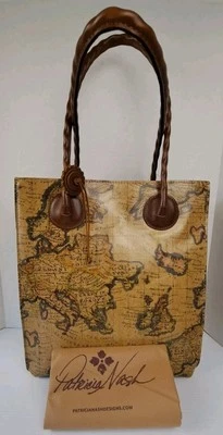 NWT Patricia Nash CAVO Smooth Leather European Map Tassel Tote Handbag Multicolo - Image 1 of 4