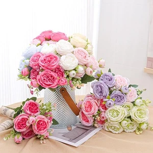 Fiori Artificiali Matrimonio Casa Camera da Letto Decorazione Bouquet da Sposa Giardino} - Foto 1 di 27