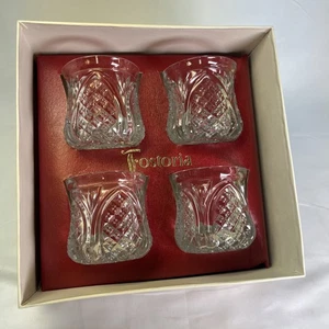 Fostoria Pineapple Cut Rocks Glasses Original Box Vintage 60's Set Of 4 - Picture 1 of 10