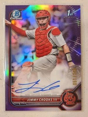 Jimmy Crooks III 2022 Bowman Draft Chrome Purple Refractor Auto /250 Cardinals  - Image 1 of 4