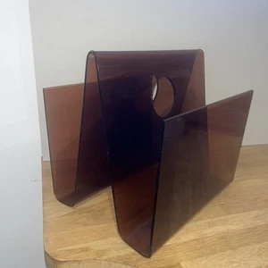 Porte Revues Vintage En Plexi Fumé Space Age Design - Picture 1 of 6
