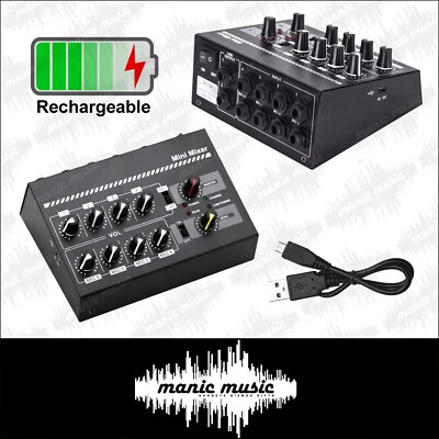 8 Channels Audio Mixer Rechargeable Metal Compact Mini Karaoke DJ Studio Echo   - Image 1 of 3