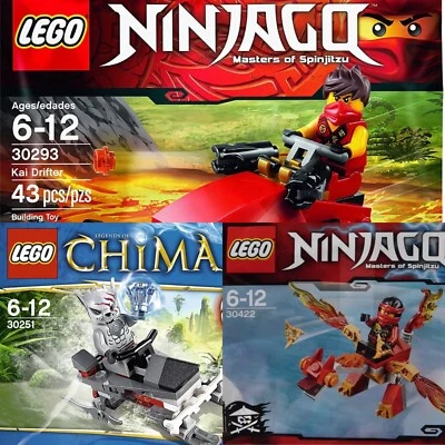 4 LEGO POLYBAGS-LEGENDS OF CHIMA/NINJAGO-30251-30293-30422/WINZAR/KAI DRIFTER - Image 1 of 4
