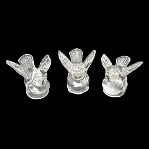 Vintage Glass Birds Candle Holders Set Clear Glass Holds Mini Pillar Candles - Picture 1 of 12