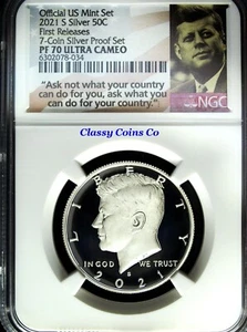 2021 S NGC PF 70 UCAM .999 Silver Proof Kennedy Half Dollar ☆☆ First Release ☆☆ - Picture 1 of 2