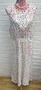 Nuevo Vestido Colección M&S Reino Unido 18 Marfil Midi Estampado Viaje Vacaciones Largo - Imagen 1 de 10