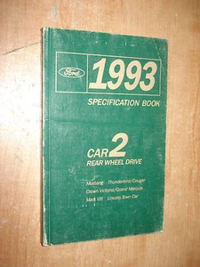 1993 FORD SPECIFICATIONS MANUAL ORIGINAL BOOK MUSTANG COUGAR THUNDERBIRD & MORE - Picture 1 of 2