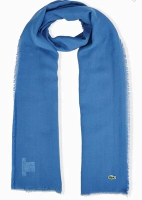 Bufanda tejida de algodón LACOSTE RE8190 en Córcega Aqua, nueva con etiquetas hecha en ITALIA Foto 1 de 3