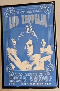 Led Zeppelin 1970 Nashville Konzert Poster 11 x 17 gerahmt - Bild 1 von 2