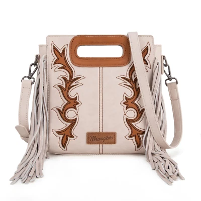 Wrangler Top Handle Boot Scroll Fringe Tote/Crossbody -Beige - Image 1 of 4