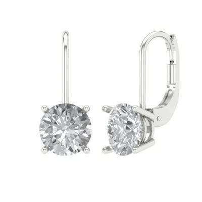 3 ct Round Cut Solitaire zircon Stud Earrings Designer Solid 14k White gold - Image 1 of 4