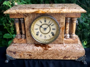 Antique 1890s Seth Thomas Faux Marble Adamantine Mantle Clock - Video - ORIGINAL - Picture 1 of 12