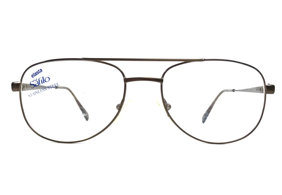 Safilo Eyeglasses Frames ELASTA 7115 7ZB Polished Brown Pilot Wire Rim 56-18-145 - Image 1 of 4