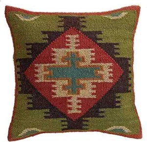 Heavy Handmade 18x18" Jute Kilim Cushion Cover Indian Vintage Pillow 18x18 - Picture 1 of 3