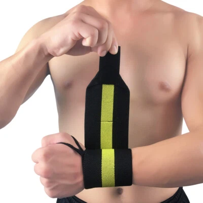 Men Sports Striped Fitness Wristband Bandages Bracers Support Gym Weightlifting - Image 1 of 4