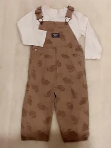 Baby Toddler Boys Size 24 Months 2T OshKosh Light Brown Dinosaur White Top Lot - Picture 1 of 5
