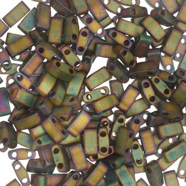 Miyuki Half Tila Beads 2-Hole 2.3 x 5mm 7.8GM Mat Metallic Khaki Iris MBHT-2035 - Image 1 of 1