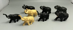 Vintage Hard Plastic Japanese Black & Cream Elephants - Picture 1 of 15