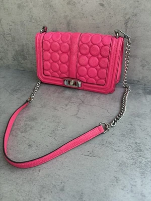 REBECCA MINKOFF Bag Crossbody Pink Chain Quilted Leather Love Shoulder Clutch - Image 1 of 4