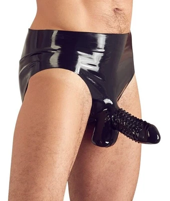 Late X Latex-Slip - knapper Herren-Slip für Männer, genopptes Penis-Sleeve und R - Bild 1 von 4