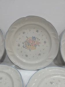 Set of 7 Country Basket Collection 10.75" Stoneware Dinner Plates Japan Free S&H - Picture 1 of 9