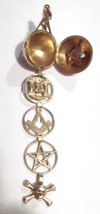 Vintage seltener aufklappbarer 9 kt Gold Freimaurer Leiter Kugel Kugel Anhänger Charm Anhänger 32 mm 6,9 Gramm - Bild 1 von 13