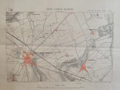 carte ancienne de Brie-Comte-Robert gravée sur zinc armée 1887 - Photo 1/4