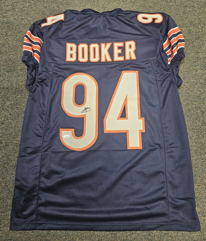 Austin Booker Signed Custom Navy Chicago Bears Jersey JSA COA GAME CUT  - Image 1 of 1