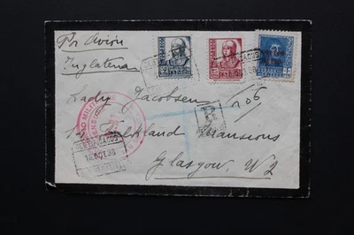 1938 SCW GUERRA CIVIL ESPAÑOLA CUBIERTA CENSURADA DE SAN SEBASTIÁN A GLASGOW ESCOCIA Foto 1 de 2