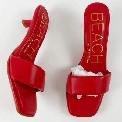 Beach by Matisse 金发小猫高跟鞋拖鞋凉鞋女式 8M 码红色新品 — 第 1/4 张图片