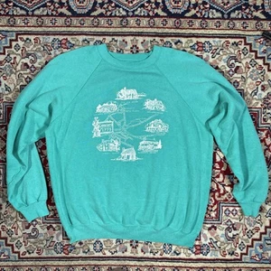 Vintage 80s Concord Massachusetts Green Sweatshirt Size XL Vtg - Picture 1 of 6