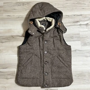 BEAMS HEART Vest Size Large Brown Removable Hood Fast Shipping - Picture 1 of 6