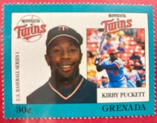 Kirby Puckett 1988 MLB Grenada Stamp Minnesota Twins HOF