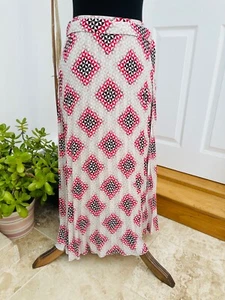 M&S Autograph Midi Skirt UK 10 Geometric Print Soft Pleats A-Line BNWT - Picture 1 of 4
