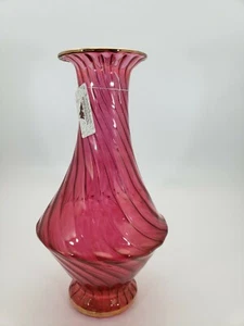 Cranberry farbige Vase Ägyptisches Museum fein handgeblasenes Glas 11 Zoll hoch - Bild 1 von 5