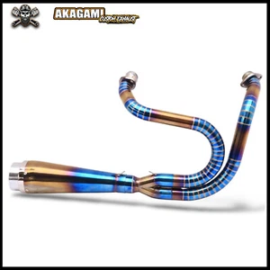 Exhaust Custom 2 Into 1 Blue-Gold Fit For Harley-Davidson FXDL DYNA LOWRIDER - Picture 1 of 4