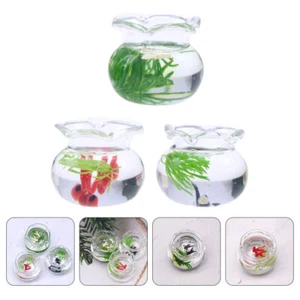 3pcs Miniature Fish Bowl Doll House Fish Tank Miniature Glass Goldfish Tank - Picture 1 of 12