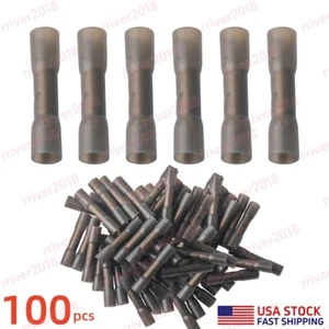 100pcs Black Heat Shrink Butt Connector 14-12AWG Wire Splice Terminal Waterproof - Picture 1 of 9
