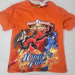 Power Rangers Jungle Fury Boy's Short Sleeve Shirt Orange New NOS Size 5 / 6 - Picture 1 of 5