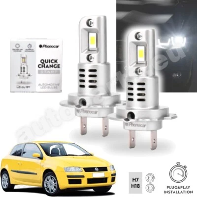 Pair LED Lamps H7/H18 Replacement Plug And Play White Pure for Fiat Stilo - Image 1 of 4