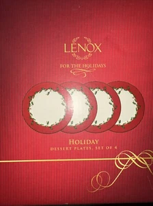 Set Of 3 Lenox HOLIDAY RED 8" Dessert Salad Plate Dimension Collection New - Picture 1 of 6