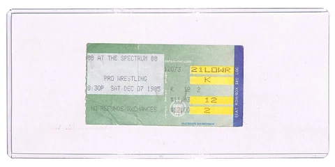 WWF Hulk Hogan vs Terry Funk SPECTRUM TV TAPING wrestling stub wwe December 1985 Cover