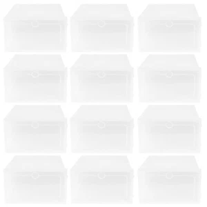 12 PCS Shoe Box Storage Artifact Plastic Boxes Space Saving Organizer - Picture 1 of 12