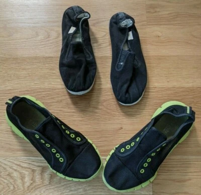 Tênis aquático esportivo feminino tamanho 6 Khombu malha preta com chinelo bônus verde limão - Imagem 1 de 2