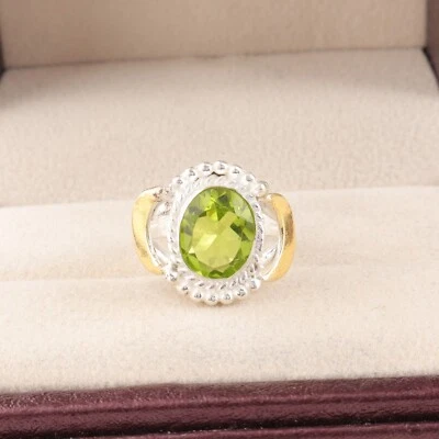 Peridot Gemstone 925 Sterling Silver Ring Handmade Jewelry Ring Gift For Love - Image 1 of 3