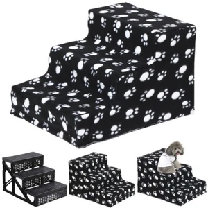 Dog Steps Ladder 3 Steps Pet Stair Step for Bed with Washable Removable Cover  - Picture 1 of 12